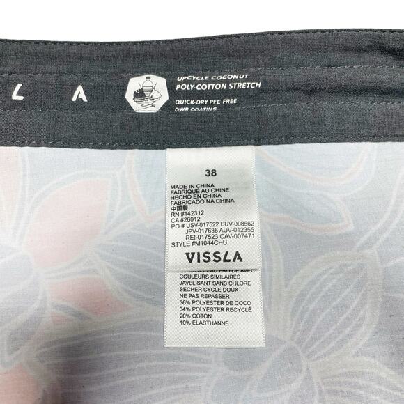 VISSLA Chuns 18.5" Antique Floral Boardshort Size 38 Gray Orange Yellow - Picture 6 of 7